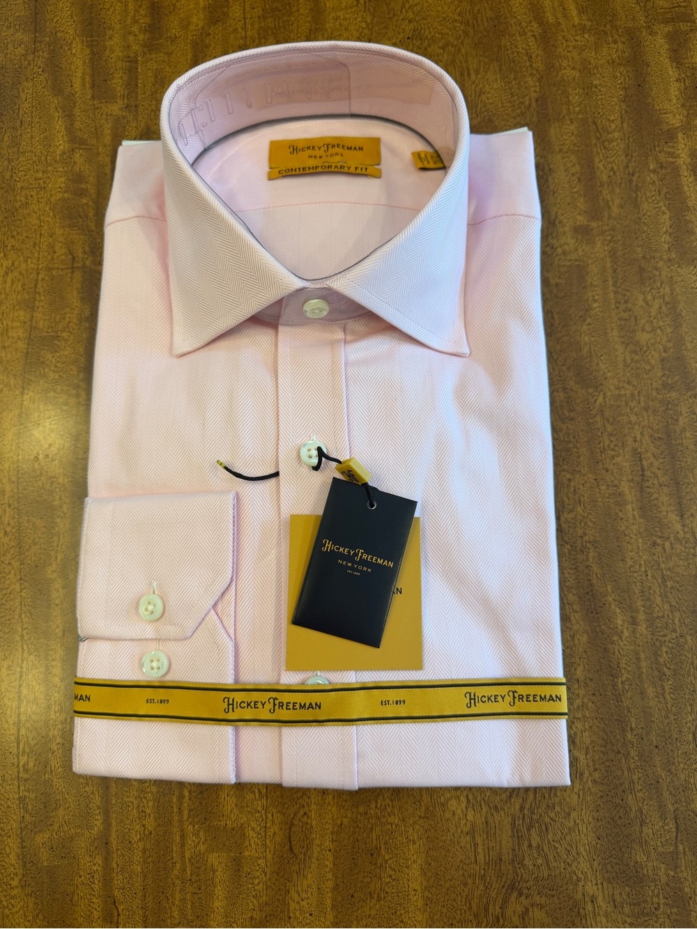 HICKEY FREEMAN men’s Pink Men's Dress Shirt - Contemporary/Modern Fit 15.5 32/33